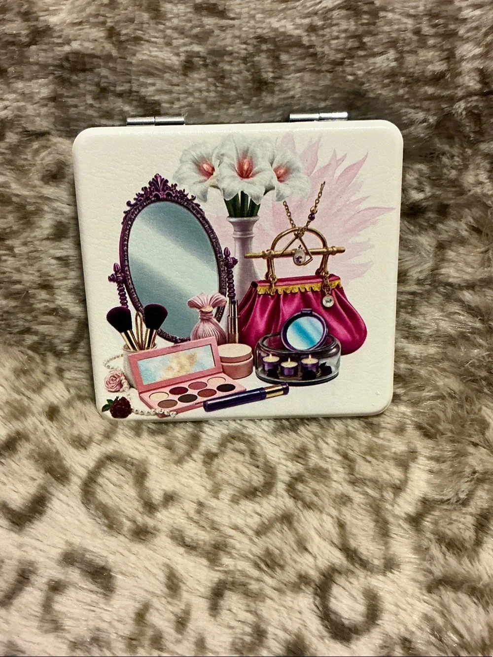 Pink Vanity Makeup Design Double Sided Mirror.